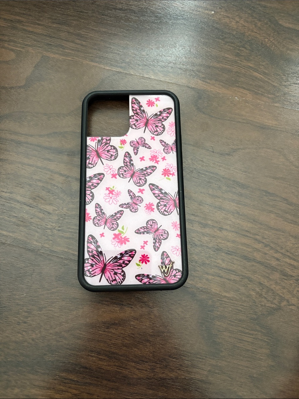 Wildflowers Pink Butterfly IPhone 12 Phone Case with Black Bumper